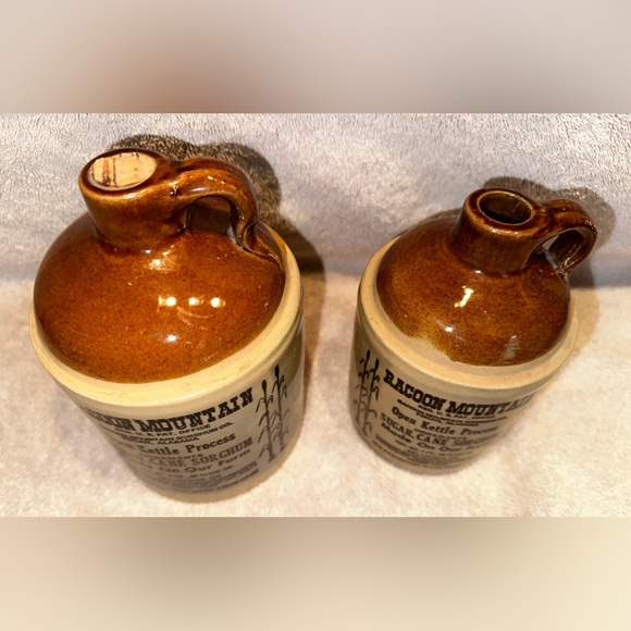 Stoneware Jugs Racoon Mountain Sorghum Syrup 1 QT & 1 Pint Vintage Crock (2) - Picture 4 of 7